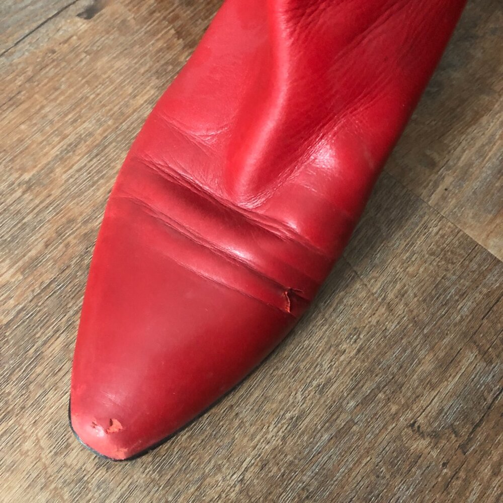 Vintage Arnold Churgin Red Leather Boots - Calf High Boots - Fits like US 8 - Picture 9 of 14